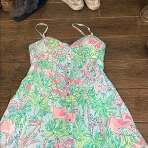 Lilly Pulitzer Pink and Green Tropical Dress